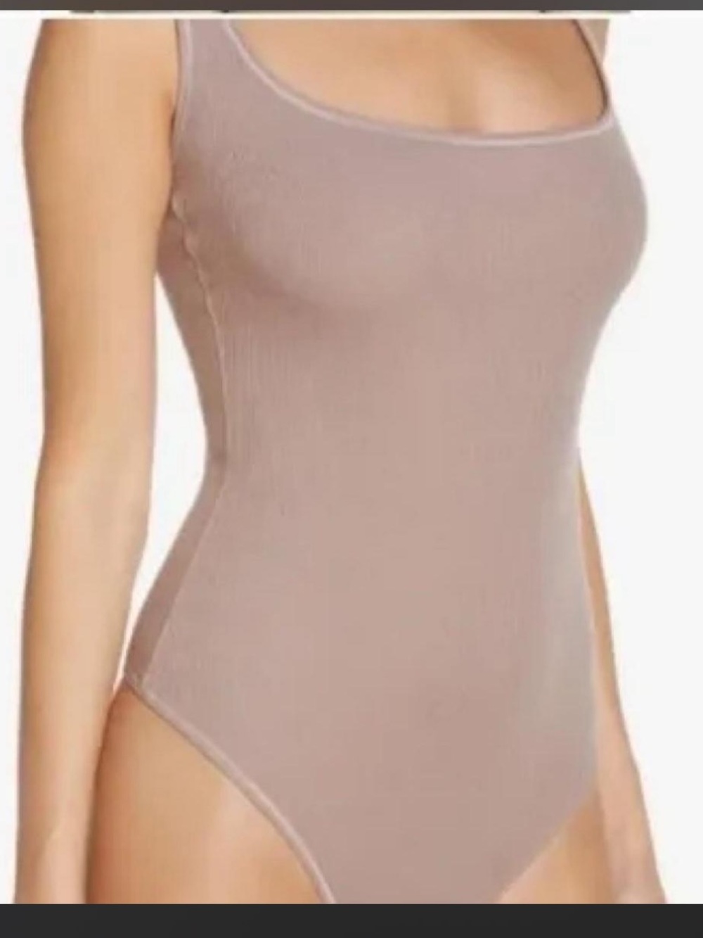 Skims cotton Ribbed Scoop Neck Bodysuit - umber